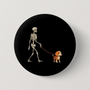 Funny Beagle Skeleton Dog Walking Halloween Dog 6 Cm Round Badge