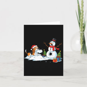 Funny Beagle Snowman Christmas Tree Xmas Womens Me Card