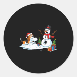 Funny Beagle Snowman Christmas Tree Xmas Womens Me Classic Round Sticker