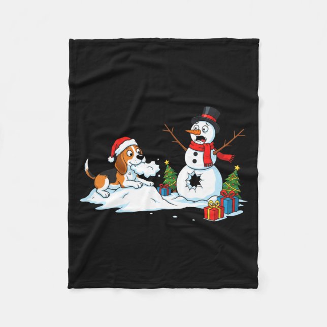 Funny Beagle Snowman Christmas Tree Xmas Womens Me Fleece Blanket (Front)