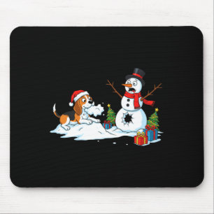 Funny Beagle Snowman Christmas Tree Xmas Womens Me Mouse Mat