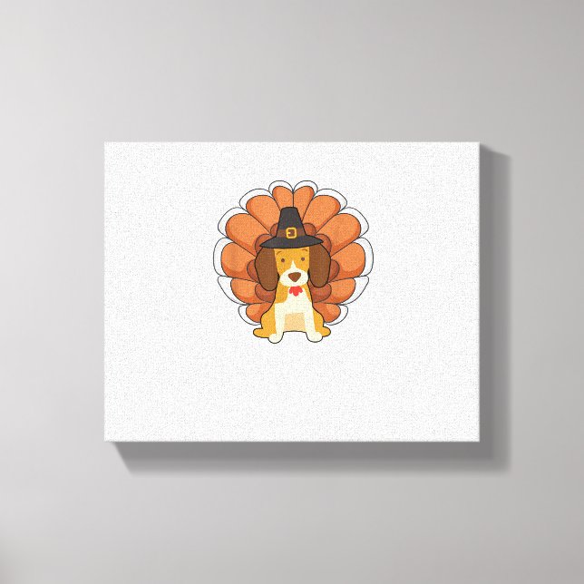 Funny Beagle Turkey  Funny Thanksgiving Dog Tee  Canvas Print (Front)
