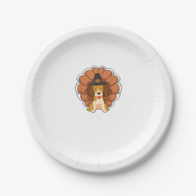 Funny Beagle Turkey  Funny Thanksgiving Dog Tee  Paper Plate (Front)