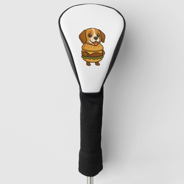 Funny Beagle with Burger Funny Mythical Creature Golf Head Cover (Front)