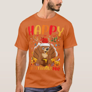 Funny Bear Animal Lover Happy Bear HelloThanksMas T-Shirt