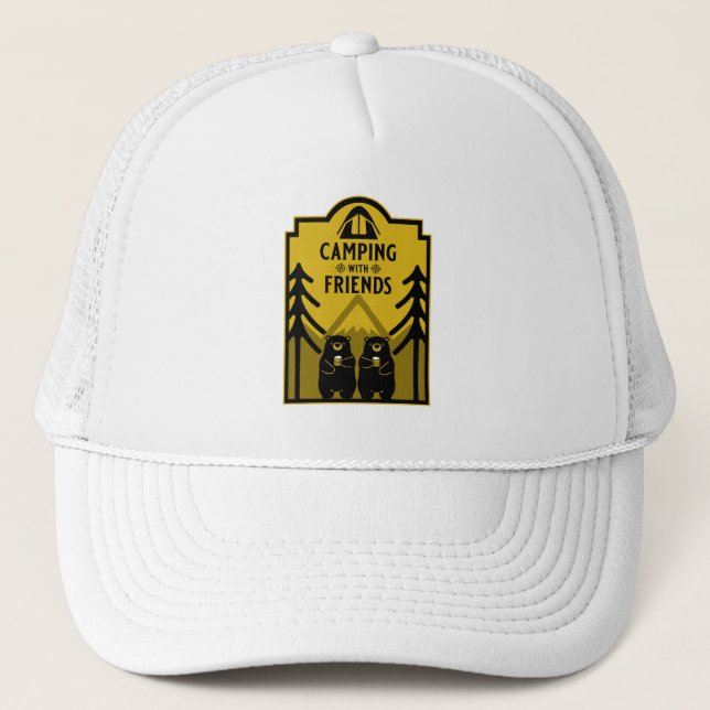 Funny Bear Camp Adventure Canada Trucker Hat (Front)