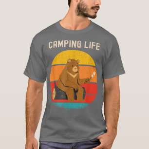 Funny Bear Camping Retro Vintage Sunset  T-Shirt