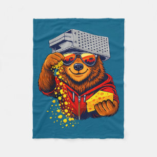Funny Bear Cheese Grater Hat Bear Fleece Blanket