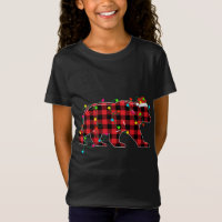 Funny Bear Christmas Tree Red Plaid Xmas Animals L