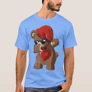 Funny Bear Dancing DAB Bear Heart Sunglasses Bear T-Shirt