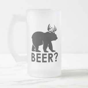 Funny Bear Deer Beer Frosted Glass Beer Mug