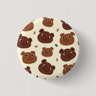 Funny bear face 3 cm round badge