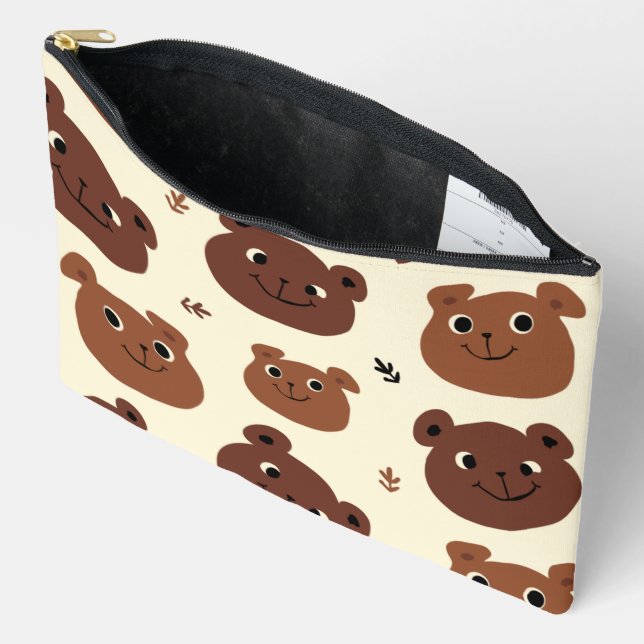 Funny bear face accessory pouch (Open)