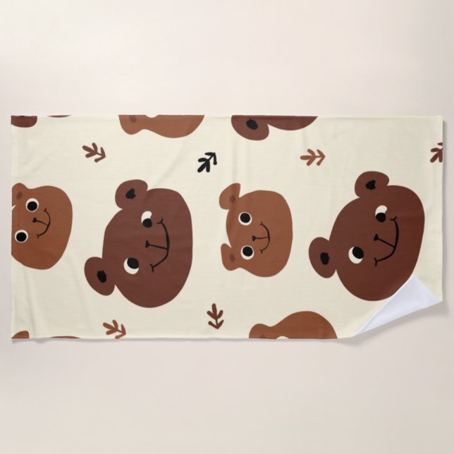 Funny bear face beach towel (Front)