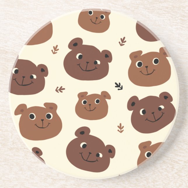 Funny bear face coaster (Front)