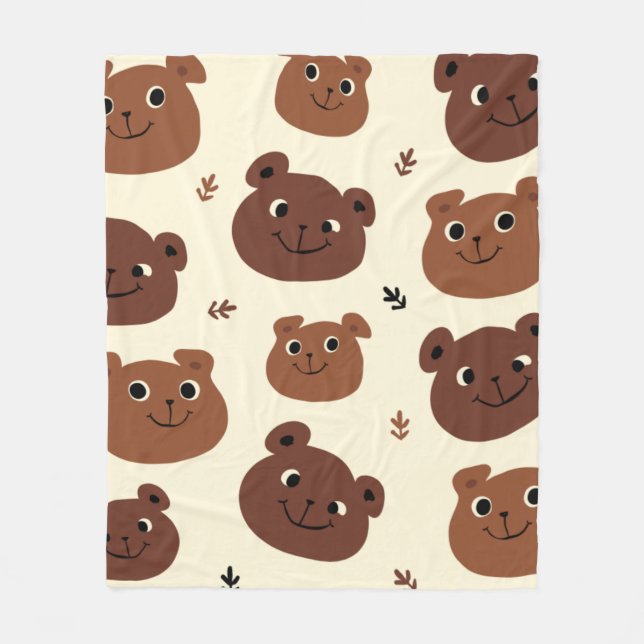Funny bear face fleece blanket (Front)