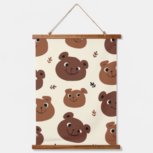 Funny bear face hanging tapestry (Front)