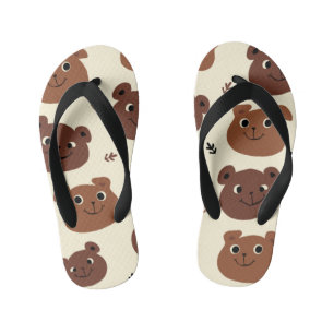 Funny bear face kid's flip flops
