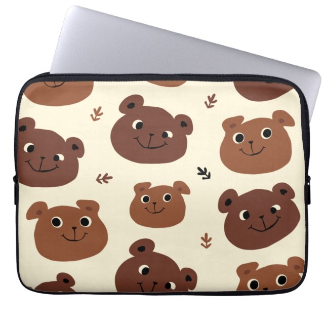 Funny bear face laptop sleeve (Front)