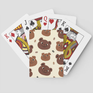 Funny bear face playing cards