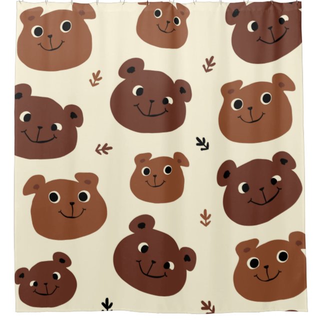 Funny bear face shower curtain (Front)