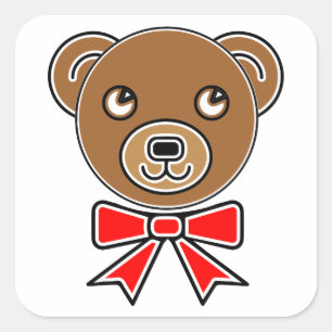 Funny bear face square sticker