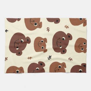 Funny bear face tea towel