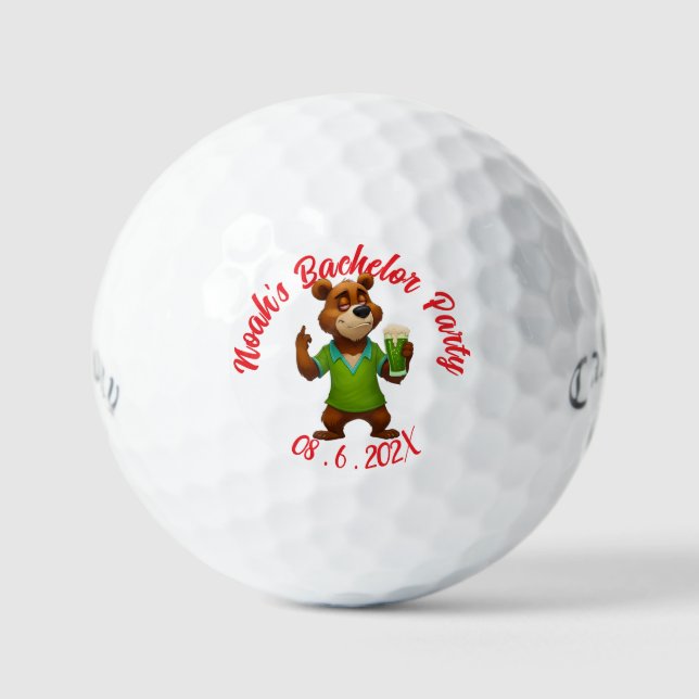 Funny Bear Golf Balls | Middle Finger Beer Design (Front)