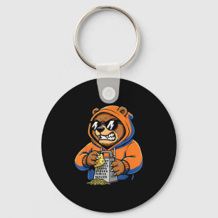 Funny Bear Grating Cheese Tee Graphic For Men Wome Key Ring
