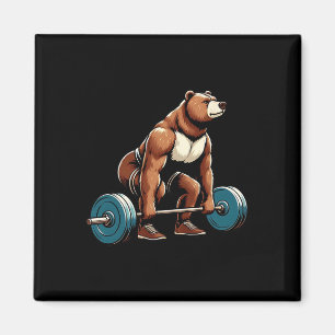 Funny Bear Lifting Weights Bodybuilding Workout Gy Magnet