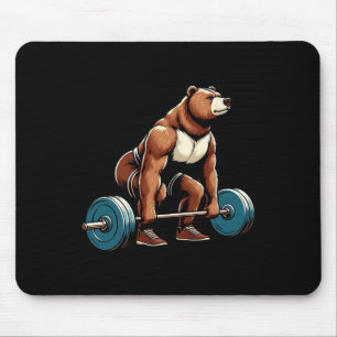 Funny Bear Lifting Weights Bodybuilding Workout Gy Mouse Mat