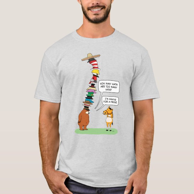 Funny Bear of Many Hats T-Shirt (Front)