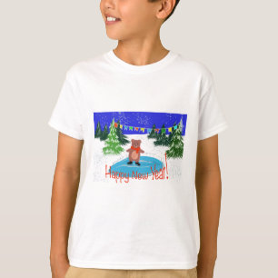 Funny bear on winter skates T-Shirt