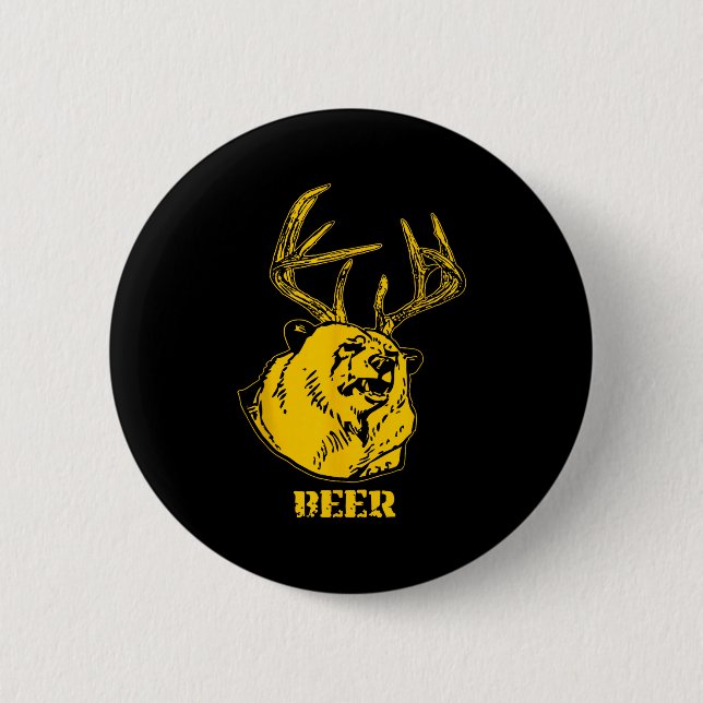 Funny Bear Plus Deer Equals Beer Deer Hunting Usa  6 Cm Round Badge (Front)