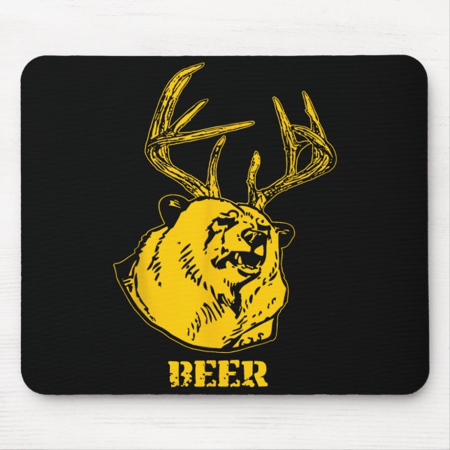 Funny Bear Plus Deer Equals Beer Deer Hunting Usa  Mouse Mat (Front)