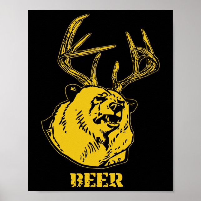 Funny Bear Plus Deer Equals Beer Deer Hunting Usa  Poster (Front)