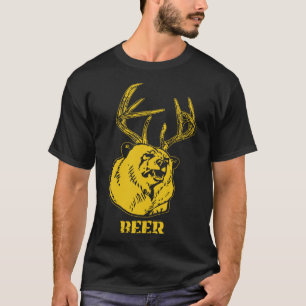 Funny Bear Plus Deer Equals Beer Deer Hunting Usa  T-Shirt