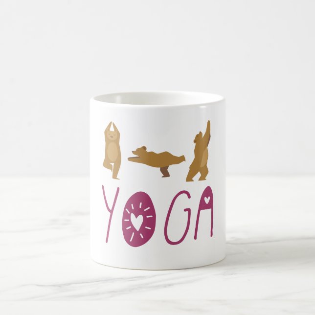 Funny Bear Poses Yoga Coffee Mug (Center)