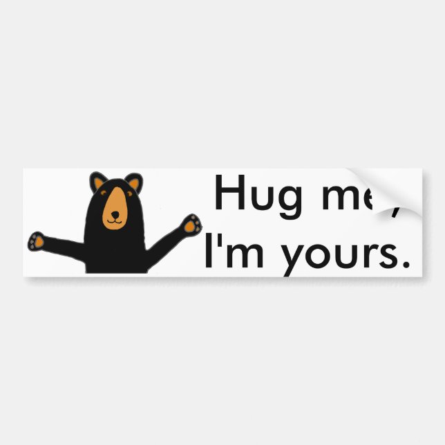 Funny Bear Ready for Hug Cartoon Bumper Sticker (Front)