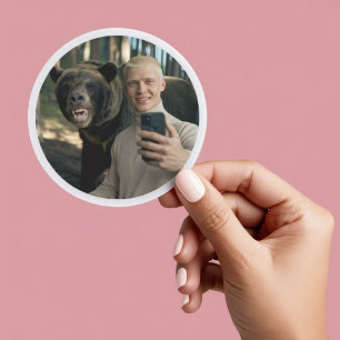 Funny Bear Selfie Custom Sticker – Trending Now