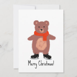 Funny bear skating invitation