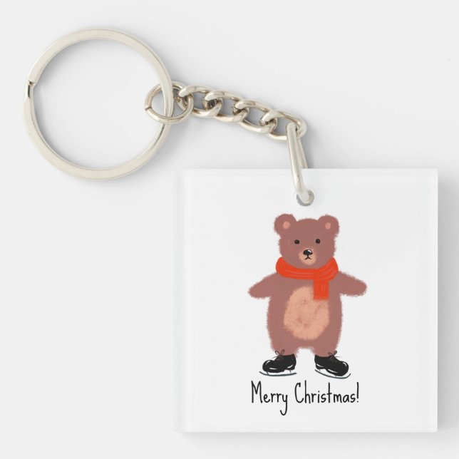 Funny bear skating key ring (Front)
