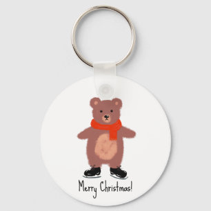 Funny bear skating key ring