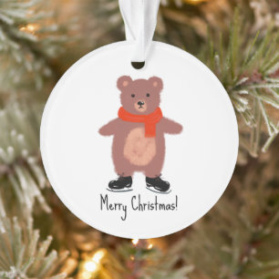 Funny bear skating ornament