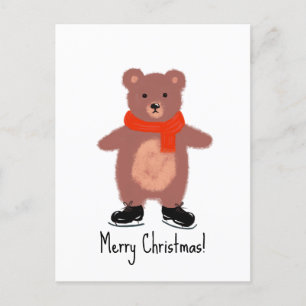 Funny bear skating postcard