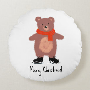 Funny bear skating round cushion