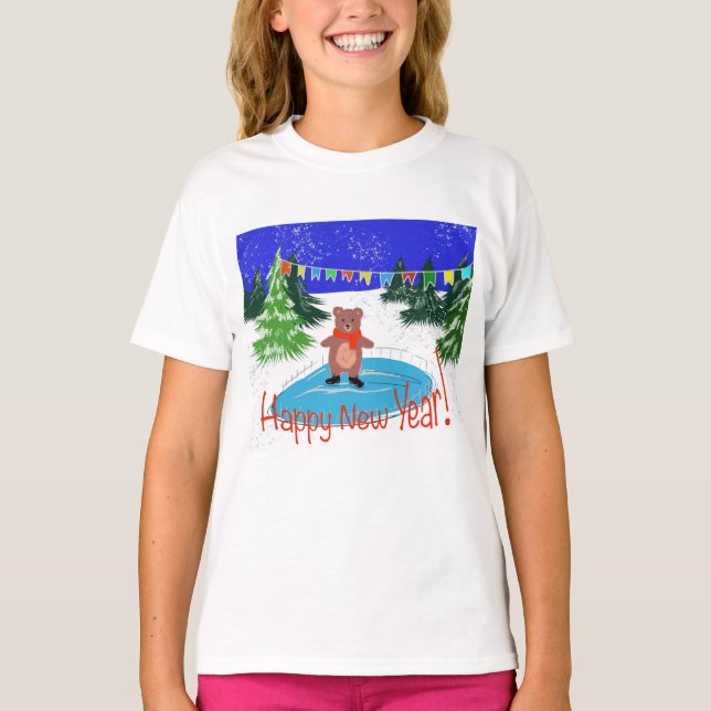  Funny bear skating T-Shirt (Front)