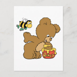 Funny Bear Sneaking Honey Postcard