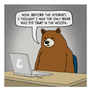 Funny Bear Surfing the Internet Poster