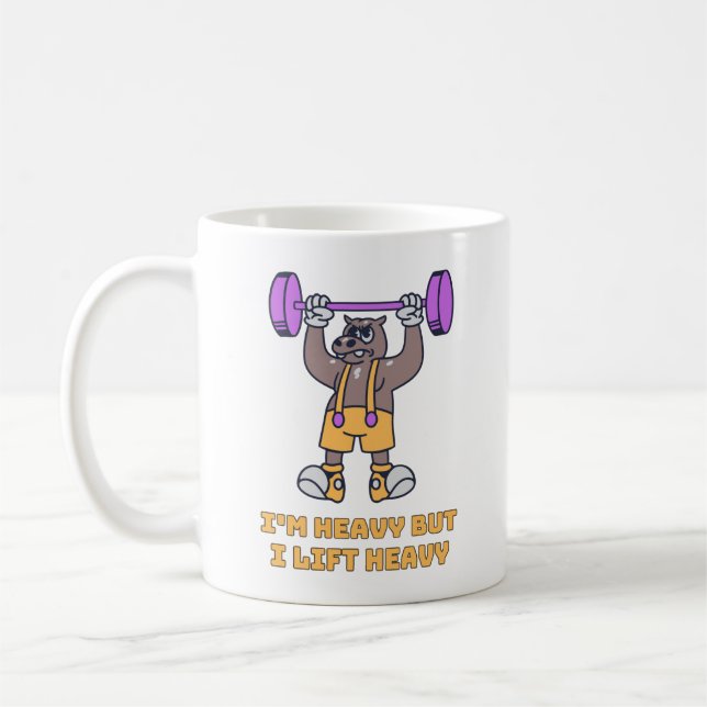 Funny Bear Weightlifting Coffee Mug (Left)